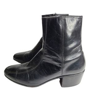 VTG Florsheim Black Leather Duke Boots Round Toe Men's 8.5 E Extra Wide Width